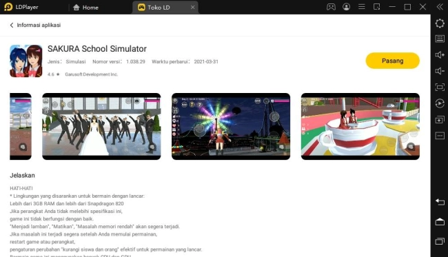 Bermain Game Open World, SAKURA School Simulator di PC!