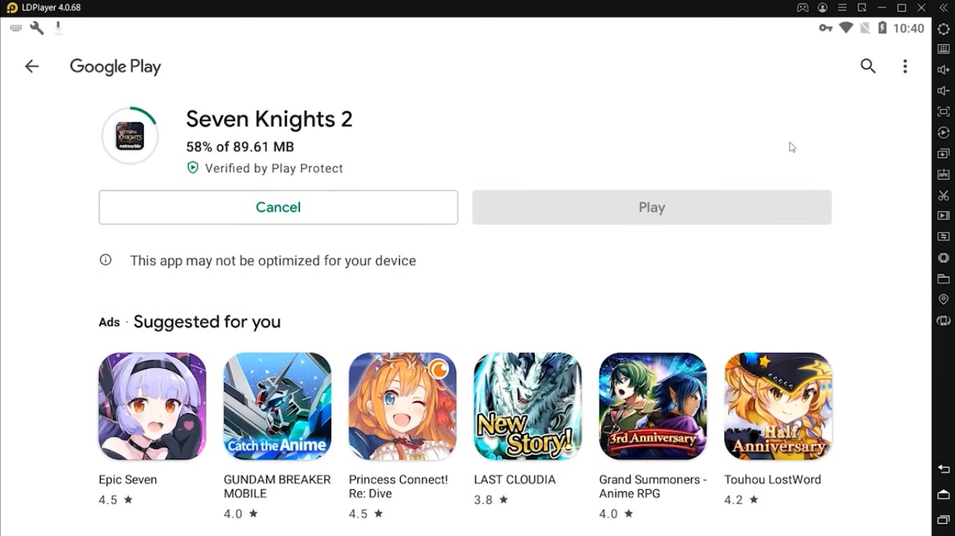 main seven knights 2 di pc laptop emulator ldplayer