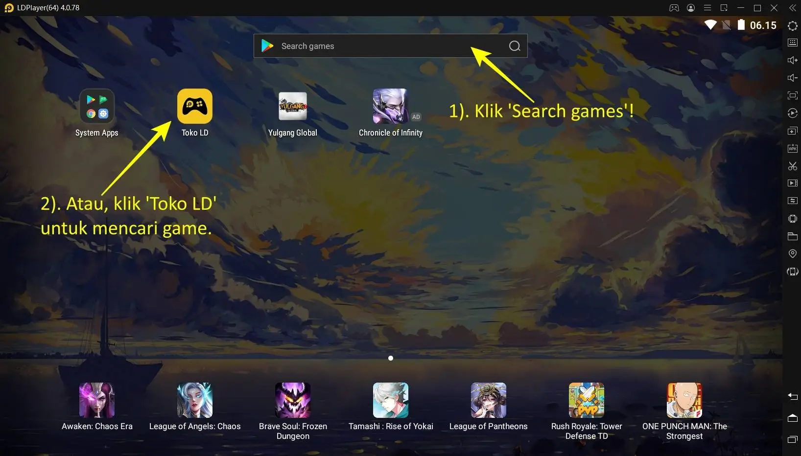 cara main game di emulator ldplayer