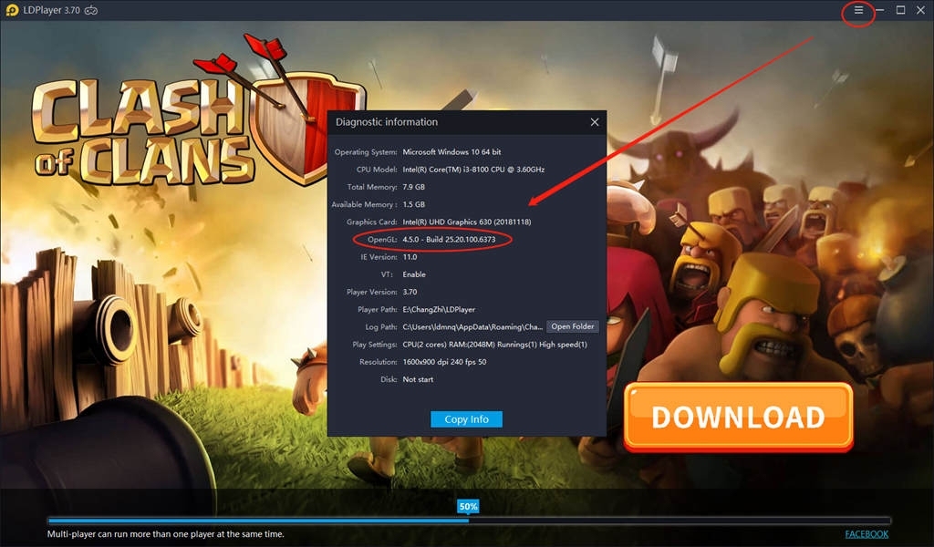 Perbaiki Gagal memuat emulator dan Terjebak 94