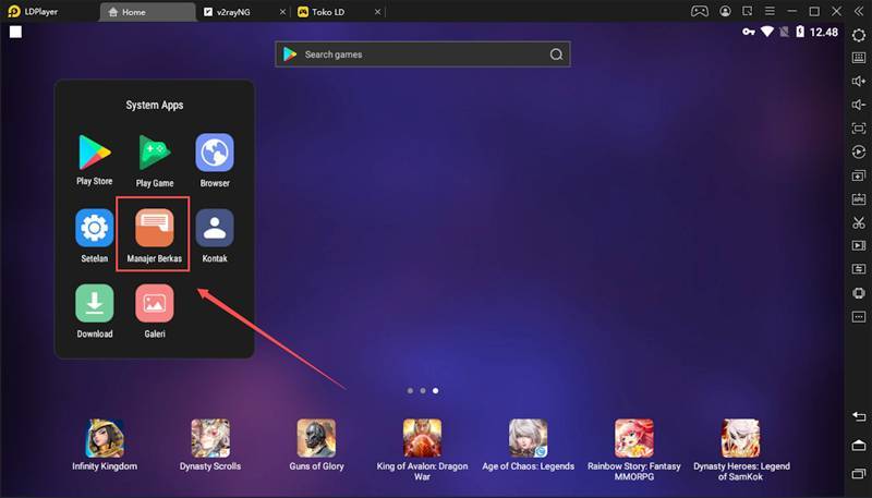 Cara install , ekstrak paket instalasi apk aplikasi dan game di LDPlayer
