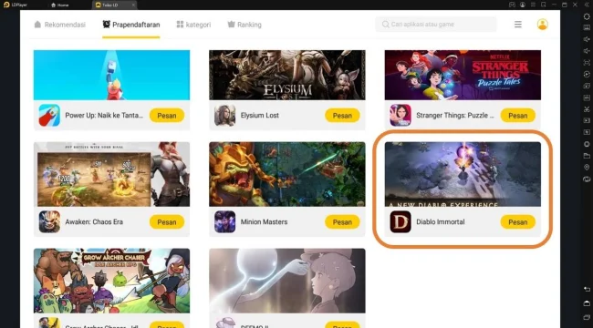 main diablo immortal di pc laptop emulator ldplayer