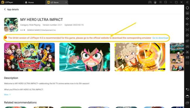 download emulator ldplayer versi 64bit untuk memainkan game my hero ultra impact