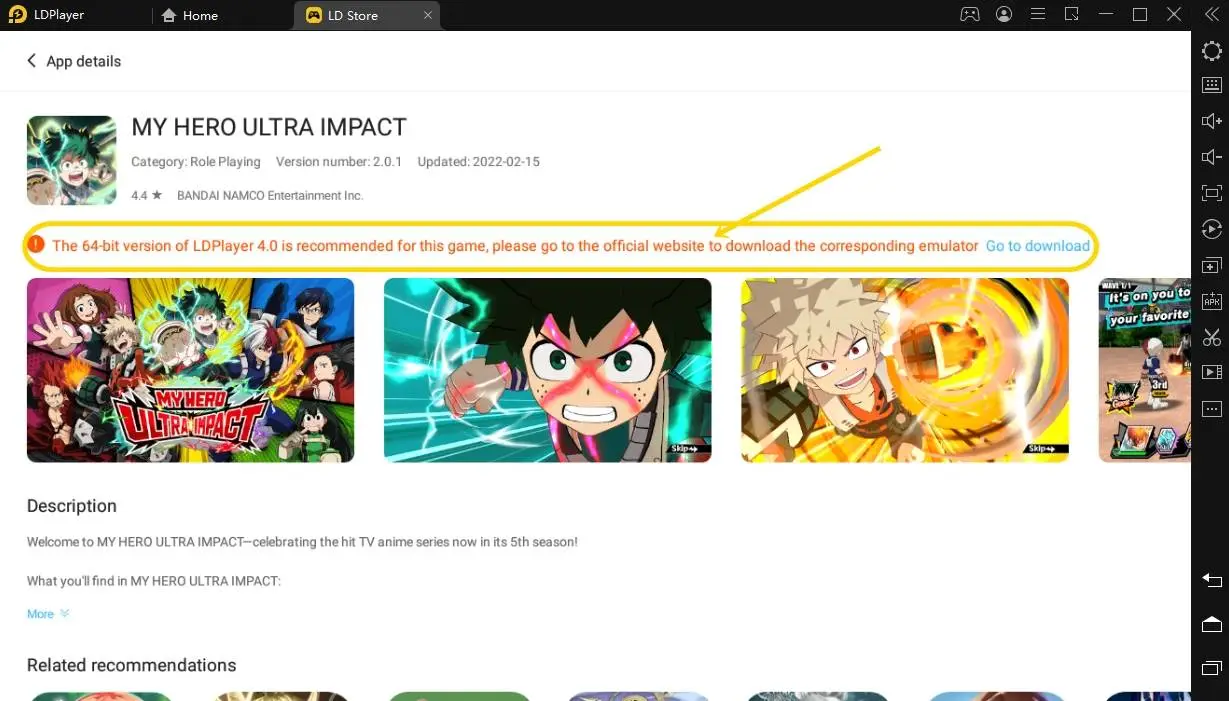 download emulator ldplayer versi 64bit untuk memainkan game my hero ultra impact