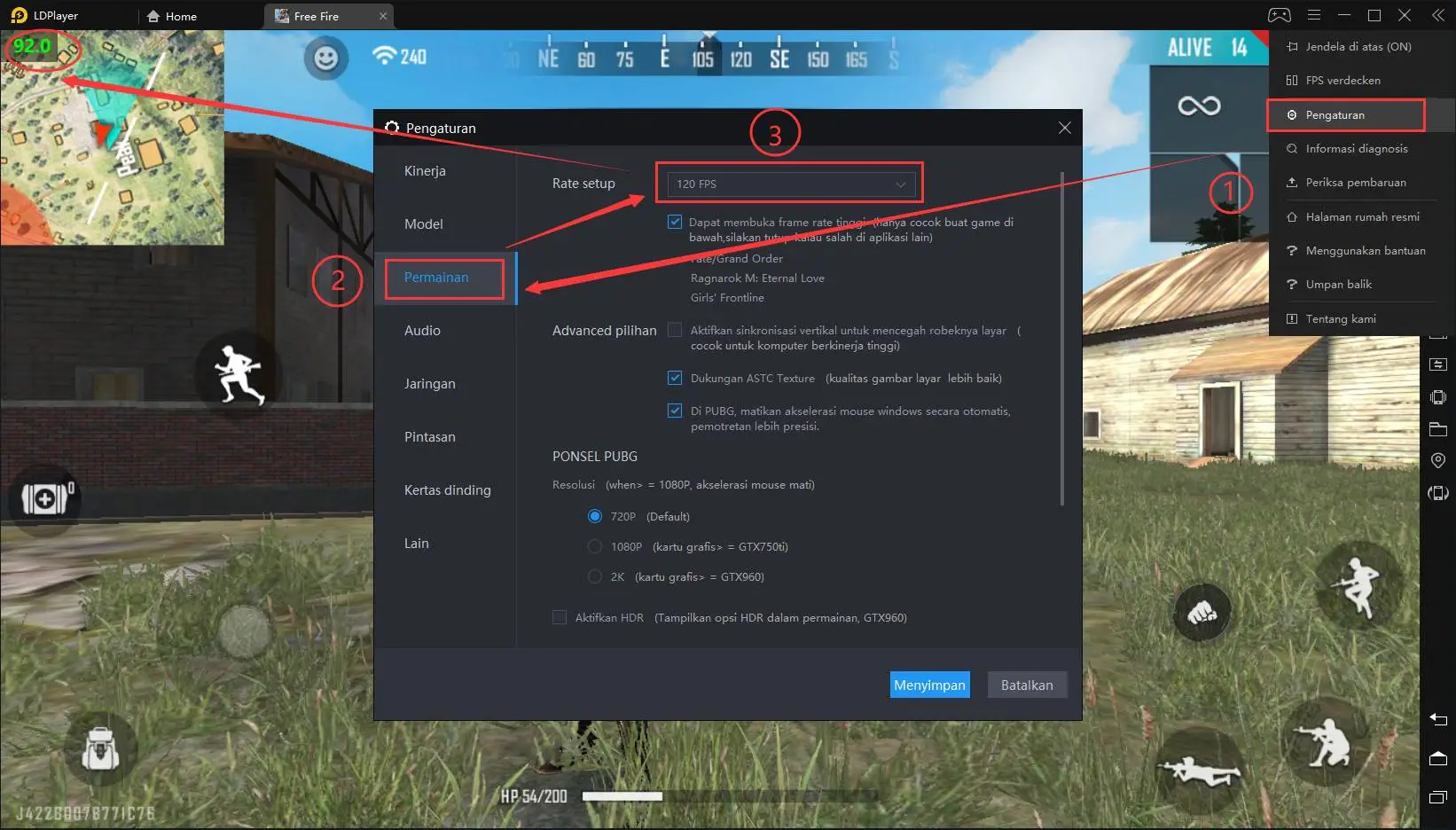 Cara mengatur 90 FPS untuk Free Fire di LDPlayer