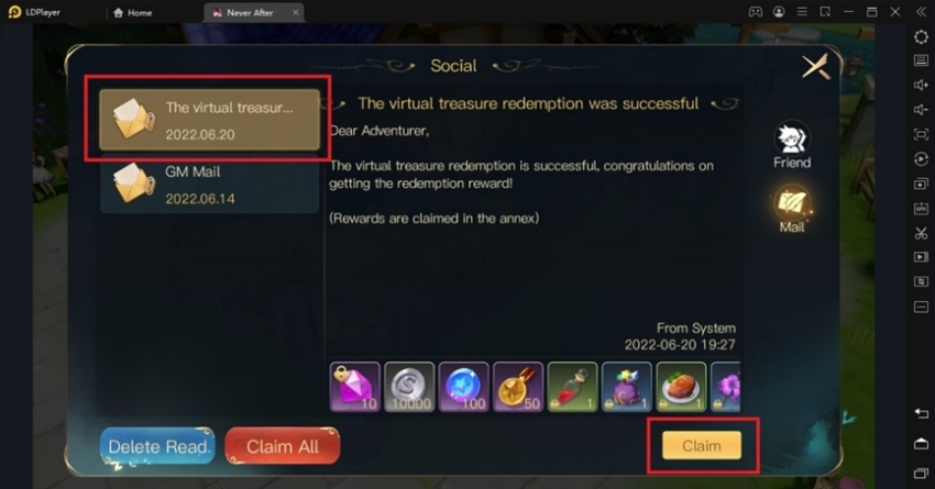 cara redeem code never after di pc