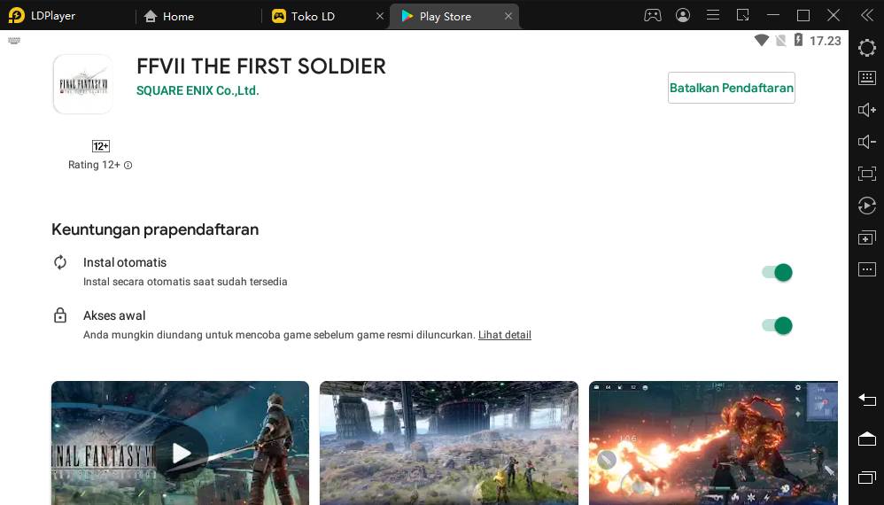 final fantasy vii the first soldier praregistrasi prapendaftaran