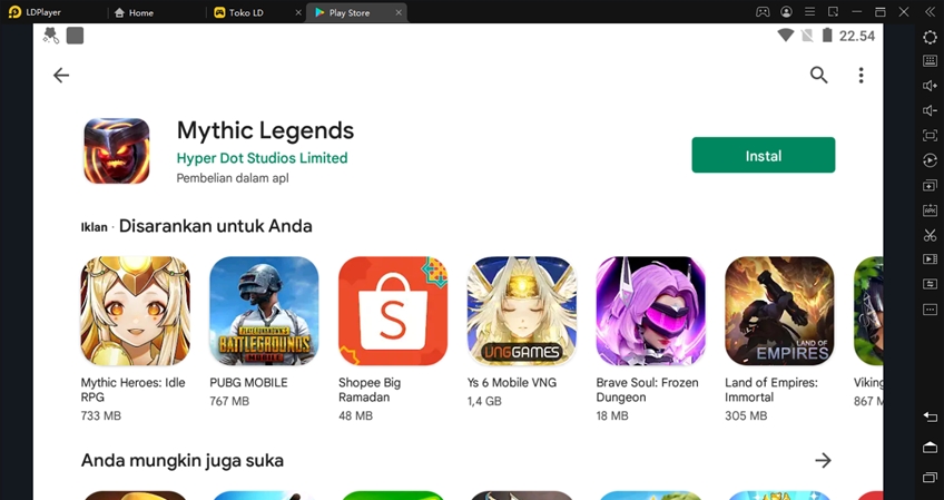 install game mythic legends di pc windows