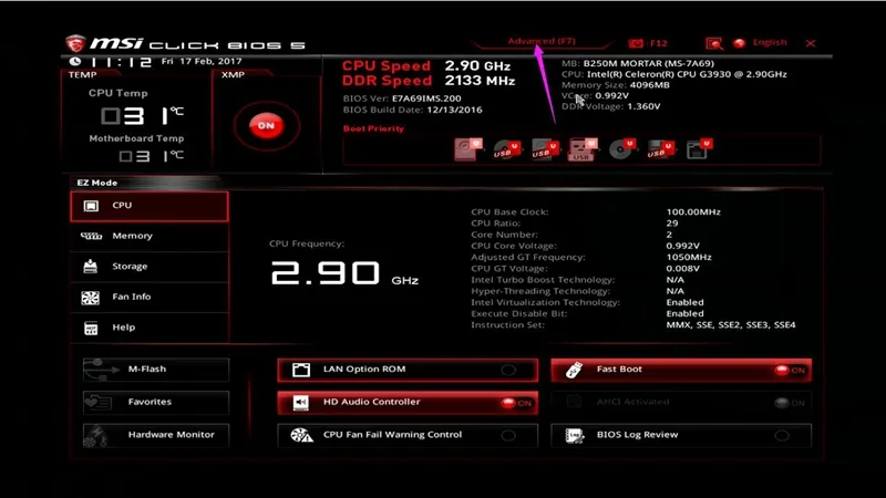 Aktifkan Teknologi Virtualisasi (VT) di komputer dan motherboard MSI