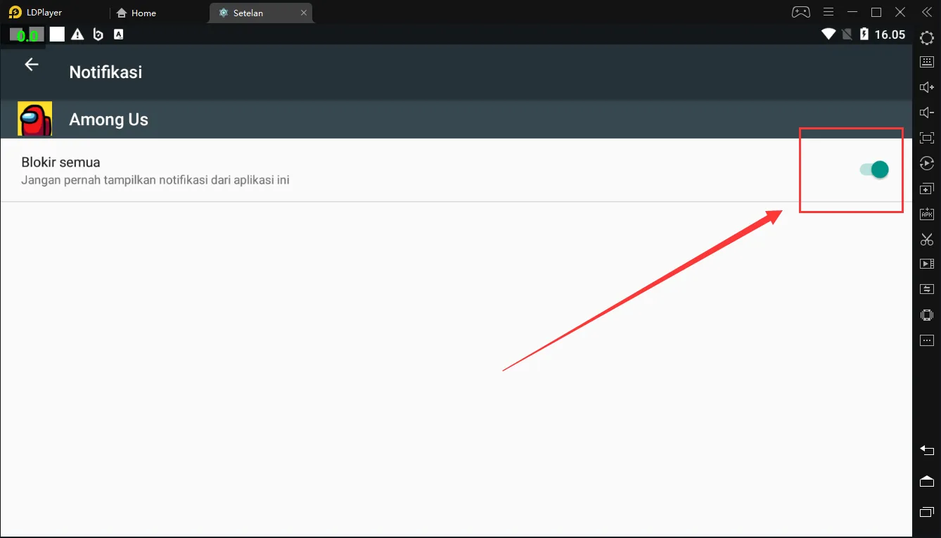 Matikan notifikasi pada LDPlayer Anda untuk mengurangi penggunaan CPU