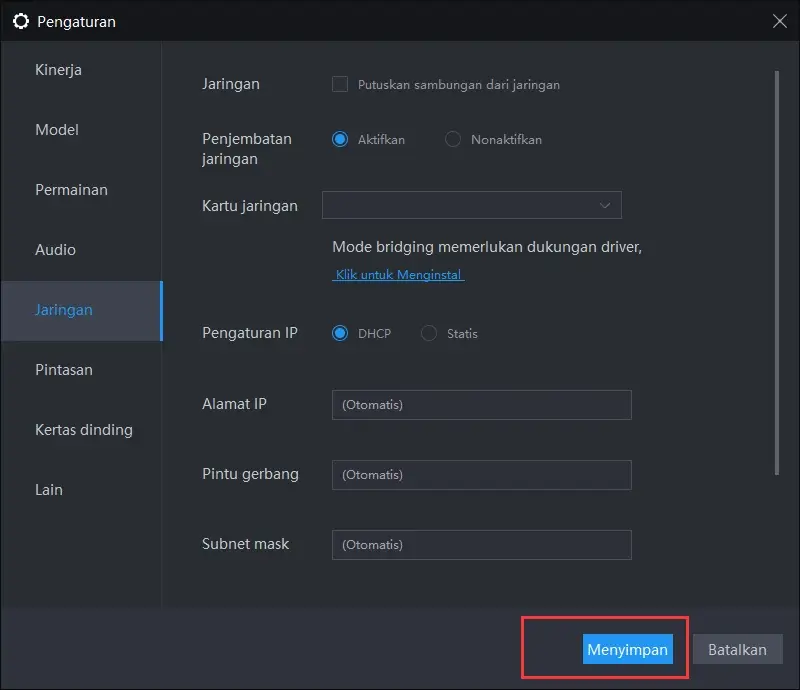 Cara menyiapkan penghubung jaringan di emulator Android LDPlayer