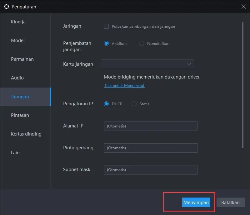 Cara menyiapkan penghubung jaringan di emulator Android LDPlayer
