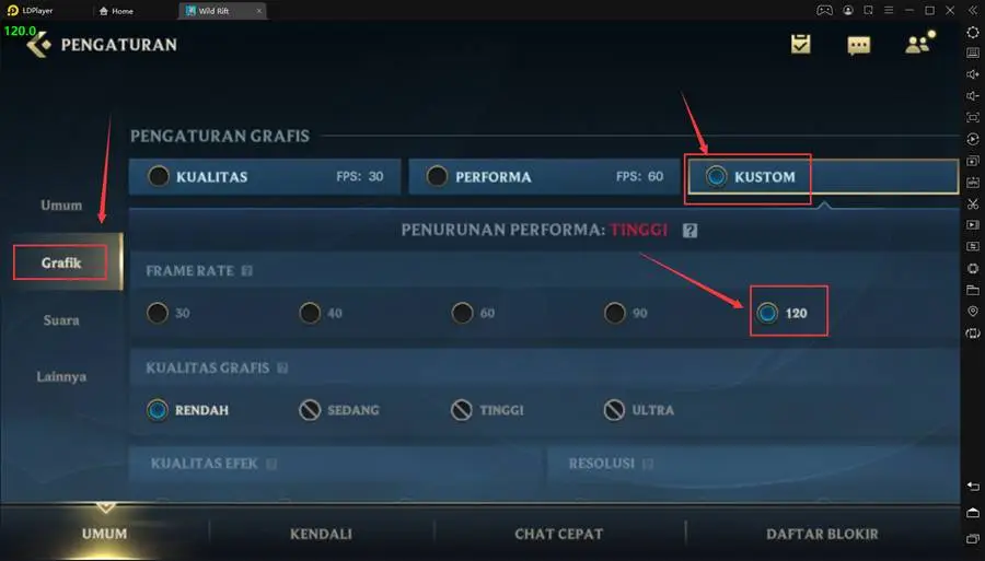 League of Legends: Wild Rift 120 metode pembukaan frekuensi gambar tinggi