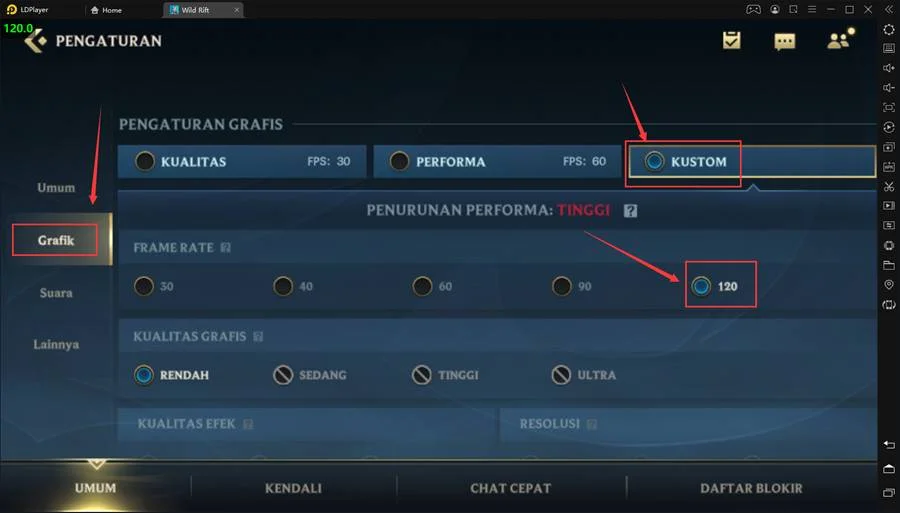League of Legends: Wild Rift 120 metode pembukaan frekuensi gambar tinggi