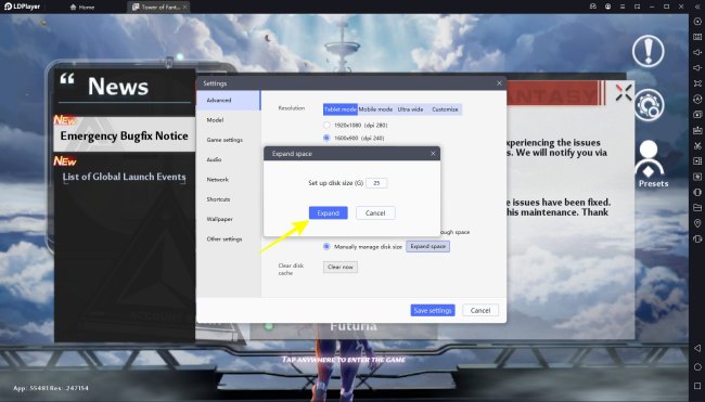 manage disk di ldplayee