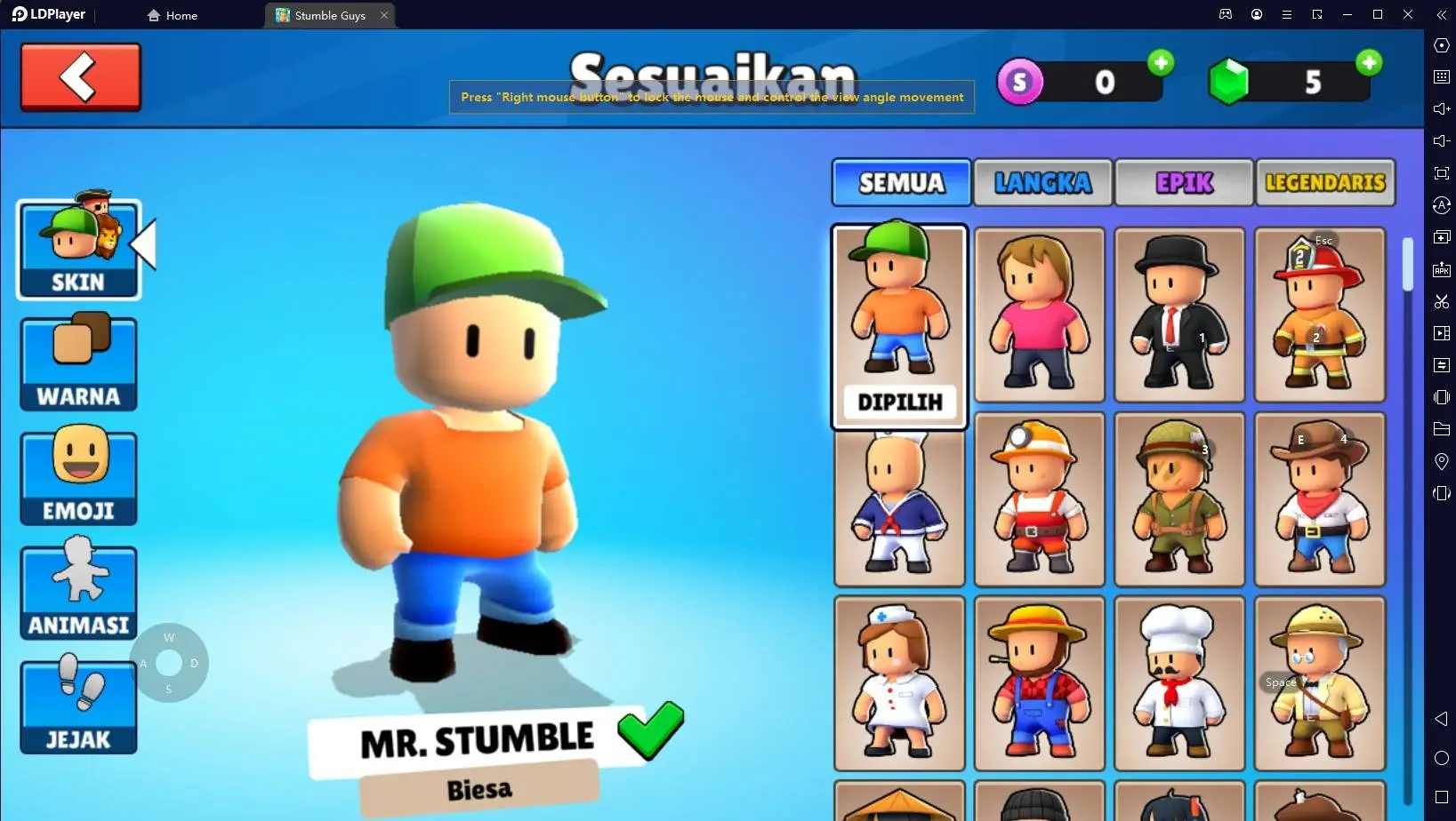 unlock skin emoji jejak no ads stumble guys