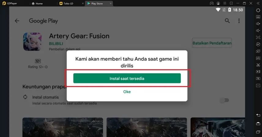 cara daftar game artery gear fusion