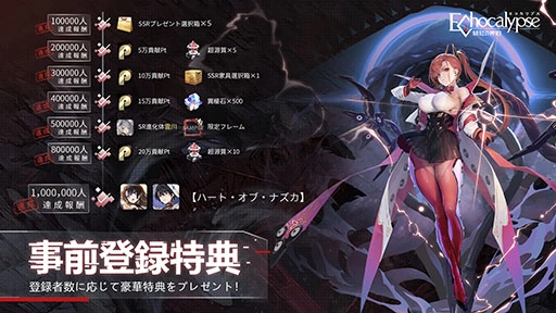 『Echocalypse -緋紅の神約-』が10月20日（木）にリリース！事前登録者数１００万人達成、豪華報酬配布決定！リリースPV及び超人気コスプレイヤー伊織もえさんが出演するTVCM公開！豪華VTuber陣によるコラボ配信も本日よりスタート!