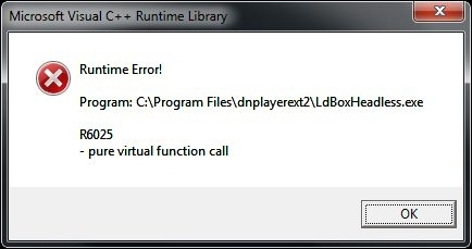 Microsoft visual c++ runtime library R6025 오류 해결 방법