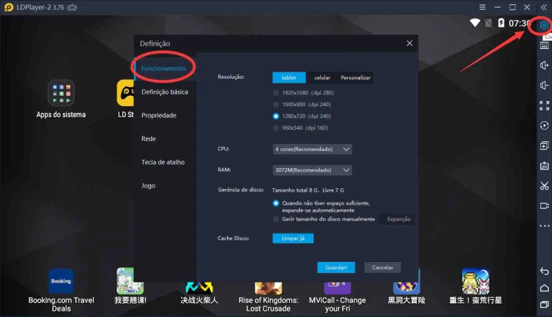 Como configurar a RAM e a CPU corretamente para o seu emulador