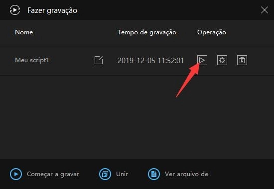 Guia para usuário - Como usar o Gravador de operações para gravar scripts
