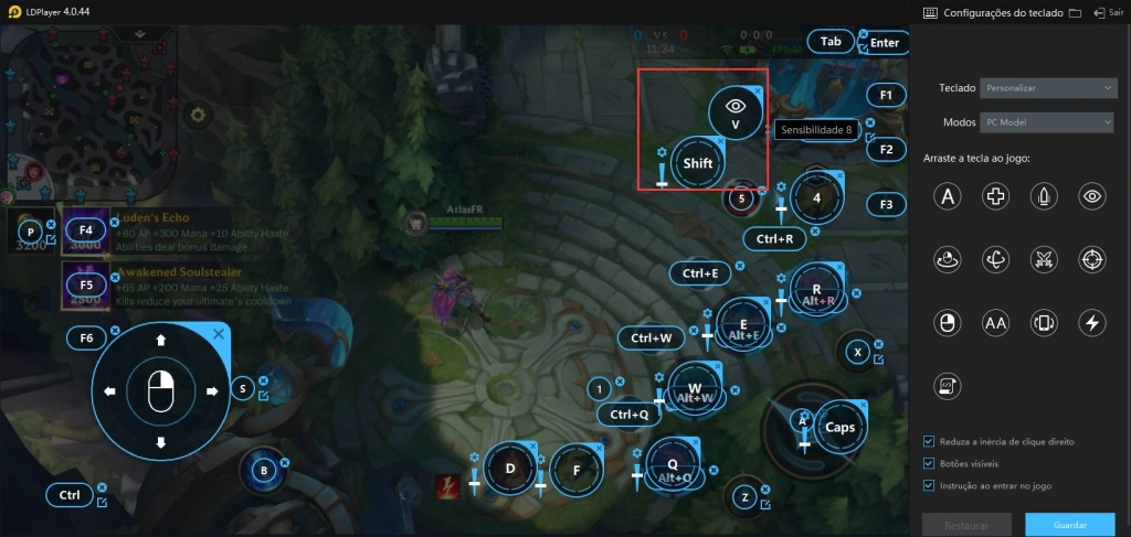 Mapeamentos específicos de League of Legends: Wild Rift 
