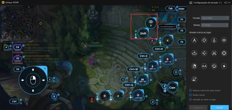 Mapeamentos específicos de League of Legends: Wild Rift