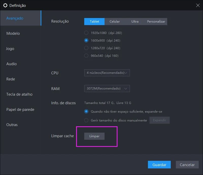 Como limpar o cache de disco gerado no LDPlayer e liberar espaço em disco?