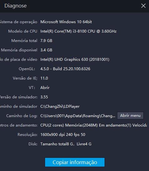 Como ver as configurações de PC no LDPlayer?