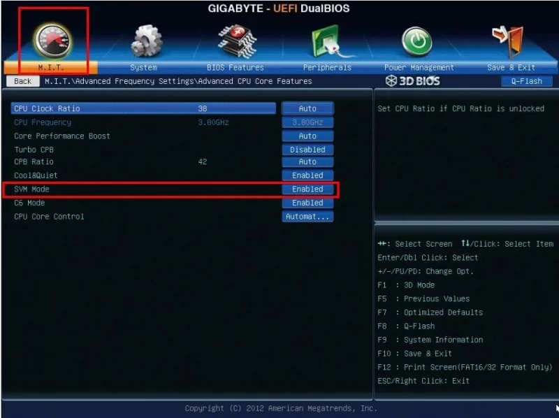 Habilitar Tecnologia de Virtualização (VT) - GIGABYTE