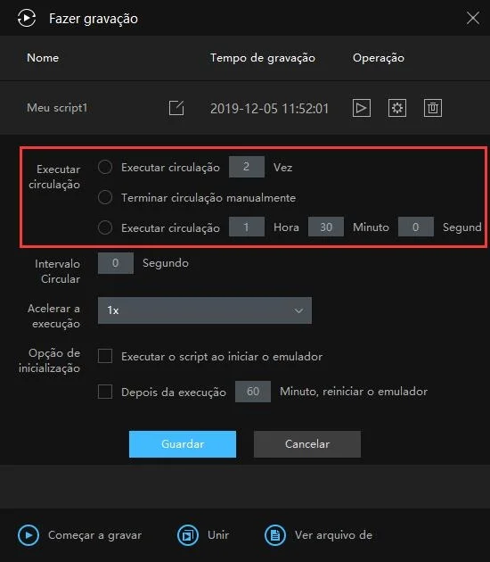 Guia para usuário - Como usar o Gravador de operações para gravar scripts