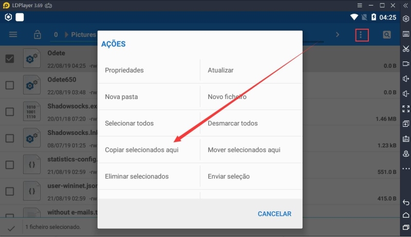 Como transferir arquivos entre o PC e o LDPlayer