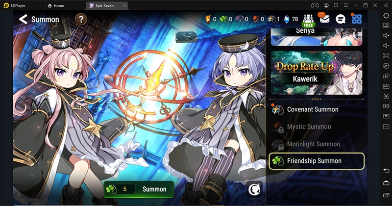 Melhor escolha para atualização da Moonlights Blessing no Epic Seven