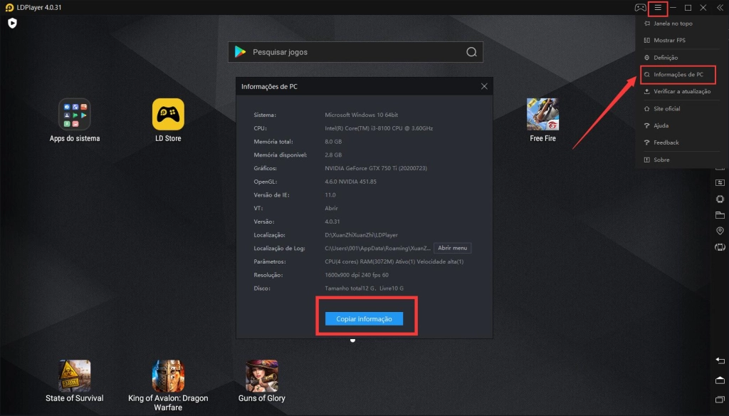 Guia do emulador: Como executar o emulador no PC