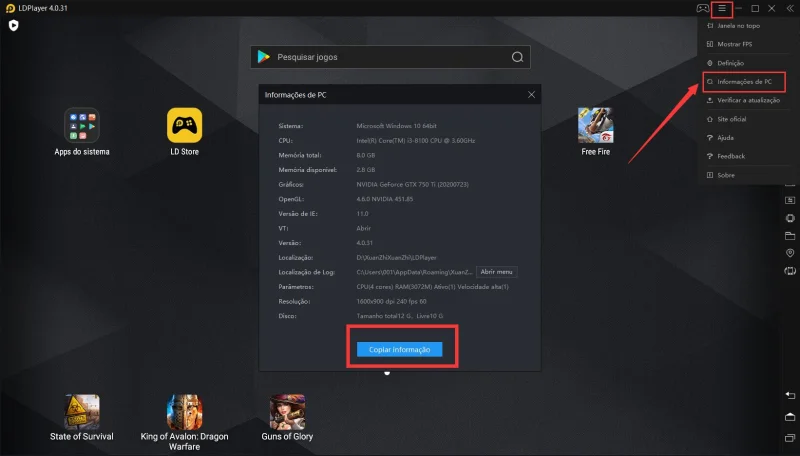 Guia do emulador: Como executar o emulador no PC