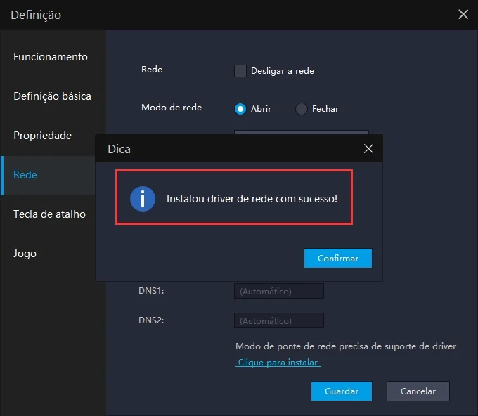 Como resolver a falta de rede no emulador