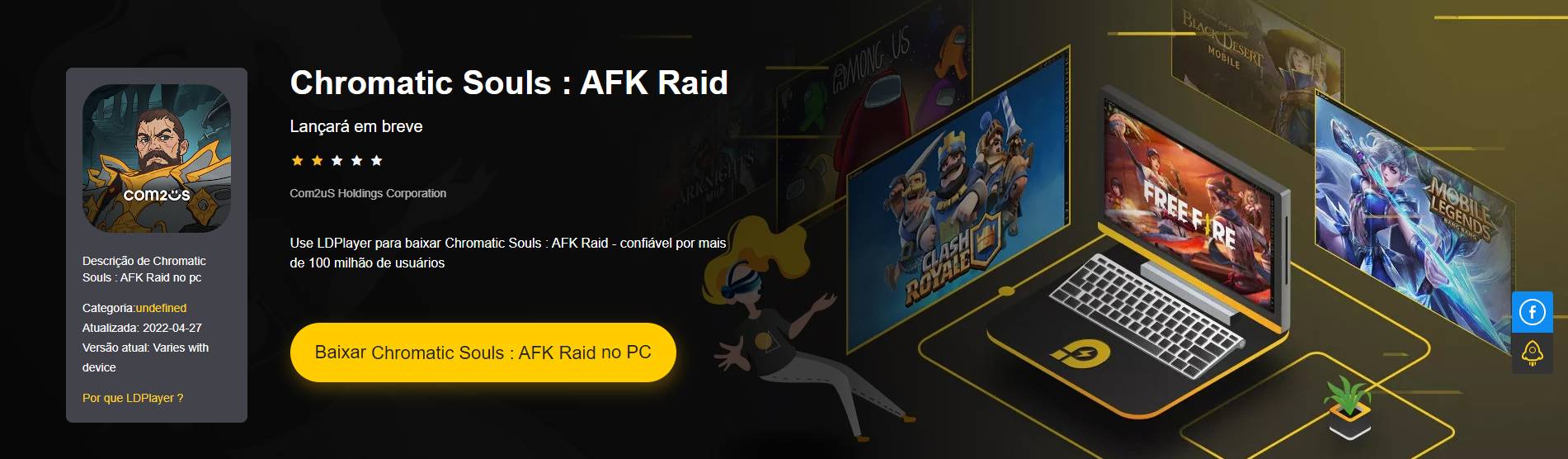 Confira o Chromatic Souls: AFK Raid, novo jogo RPG Idle da Com2Us