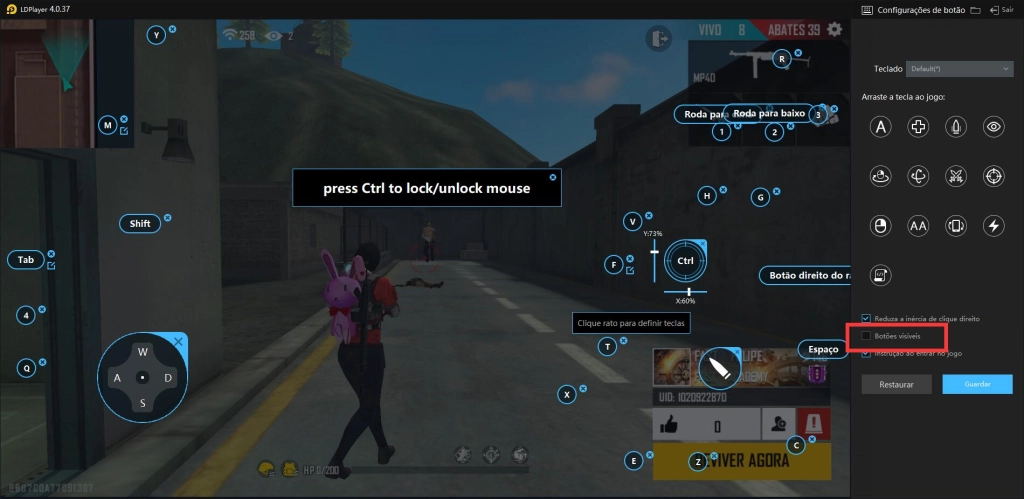 Como ocultar dica de botão nos jogos no LDPlayer
