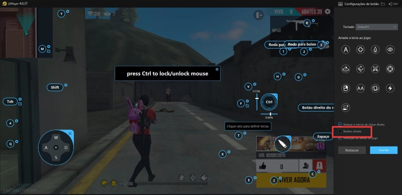 Como ocultar dica de botão nos jogos no LDPlayer