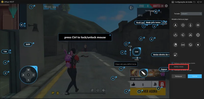 Como ocultar dica de botão nos jogos no LDPlayer