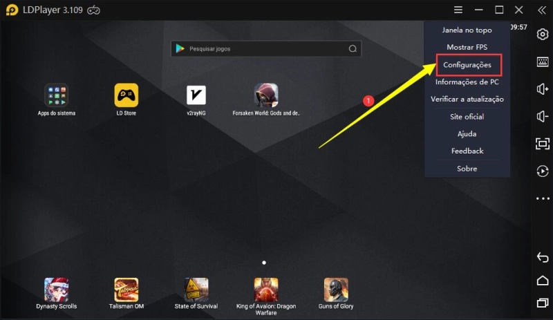 Onde pode configurar CPU e RAM no LDPlayer?