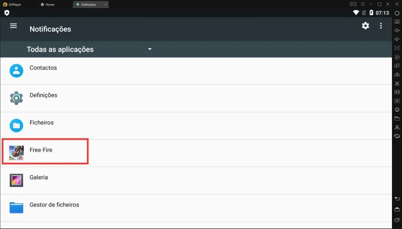 Desative as notificações no LDPlayer para reduzir o uso da CPU
