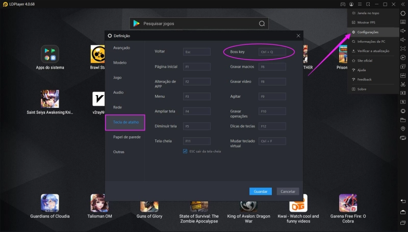 Botão do chefe: Pressione Ctrl + Q para esconder LDPlayer e esteja confortável em jogos e no trabalho