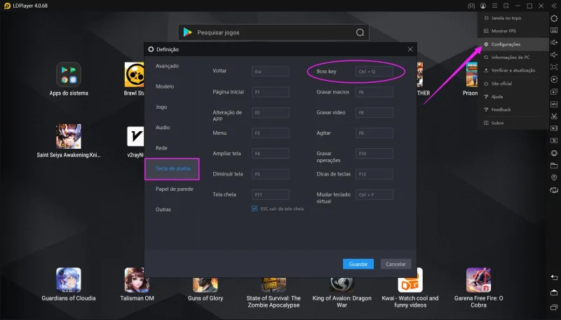 Botão do chefe: Pressione Ctrl + Q para esconder LDPlayer e esteja confortável em jogos e no trabalho