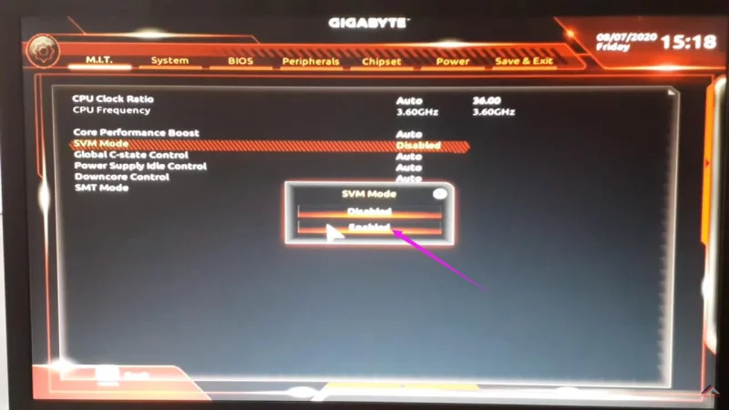 Habilitar Tecnologia de Virtualização (VT) - GIGABYTE