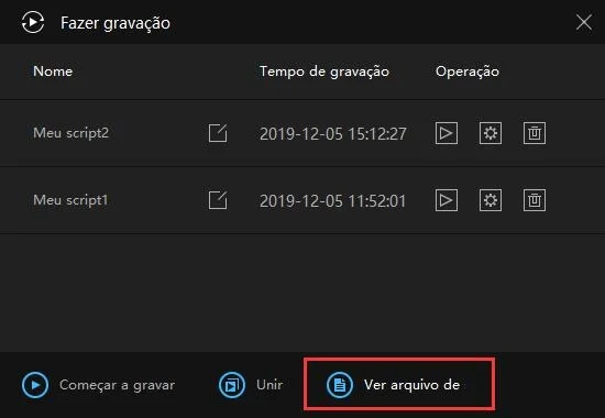 Guia para usuário - Como usar o Gravador de operações para gravar scripts