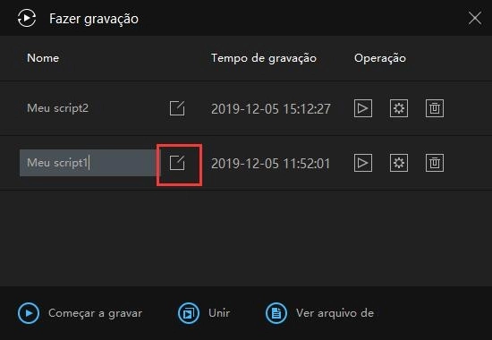 Guia para usuário - Como usar o Gravador de operações para gravar scripts