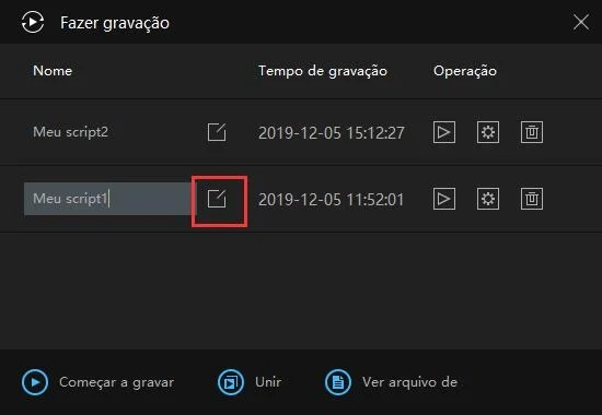 Guia para usuário - Como usar o Gravador de operações para gravar scripts