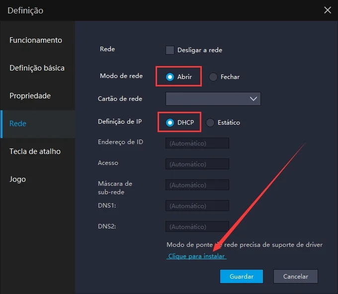 Como resolver a falta de rede no emulador