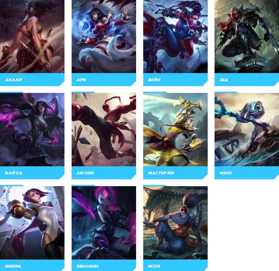 Список с чемпионами League of Legends: Wild Rift